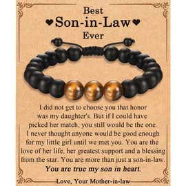 TEVOP Best Son in Law Ever Gifts, Son in Law Gifts Beads Bracelet Gifts from Mother in Law -Birthday Anniversary Christmas Gifts for Men