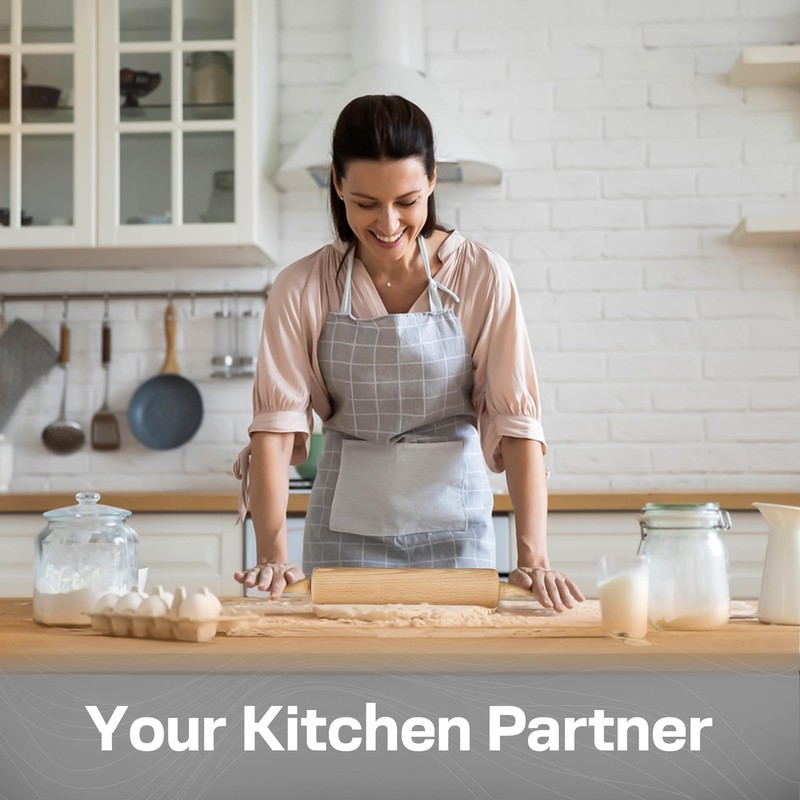 HelferX All-Purpose 17.6 Inch Beech Wood Non-Stick Rolling Pin -