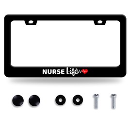 Nurse Life License Plate Frame Heartbeat License Plate Funny Stainless Steel Auto Parts Beautiful License Plate Decoration Holes Screws Size 12.3" x 6.3"