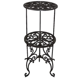 Sungmor Heavy Duty Cast Iron Potted Plant Stand,26-Inch 2 Tiers Metal Planter Rack,Decorative Flower Pot Holder,Vintage & Rustic Style Indoor Outdoor Garden Pots Container Supports