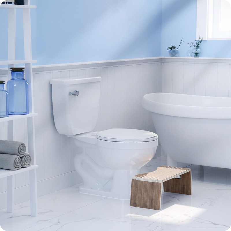 Squatty Potty Oslo Teak Folding Toilet Stool – Compact, Stylish,