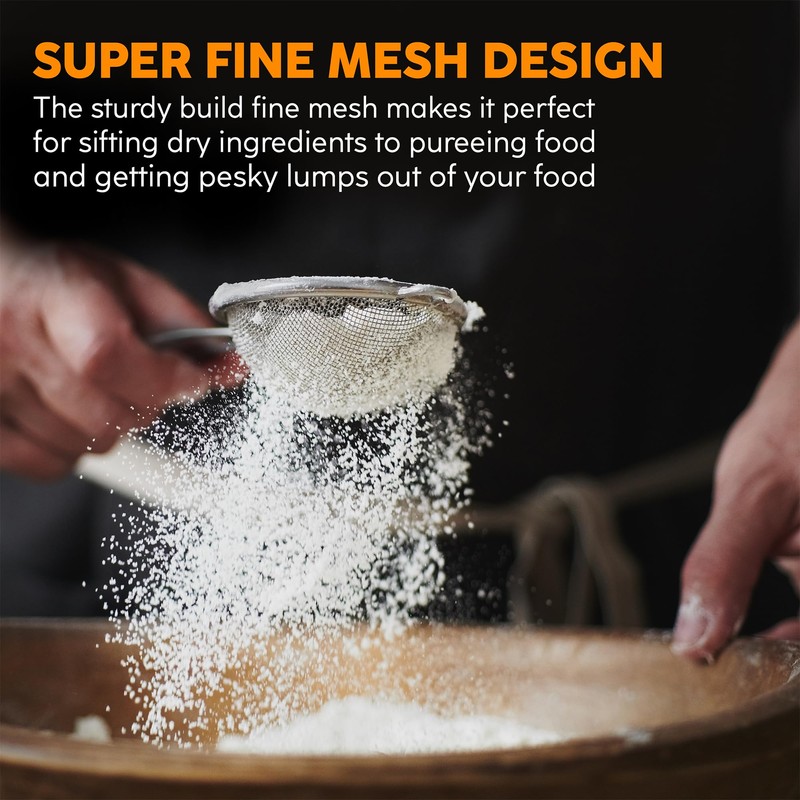 Black Sieves and Strainers Set - Metal Sieve Stainless Steel,