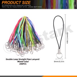 Rustark 200Pcs Mixed Color Phone Ring Strap Set, Lanyard Charm String for Hanging Cell Phone, USB Flash Drive, Keychain