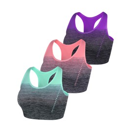 Sykooria Women's Padded Sports Bra without Underwire, Racerback Push Up Bra with Colour Gradient, Sports Top for Yoga & Fitness - l