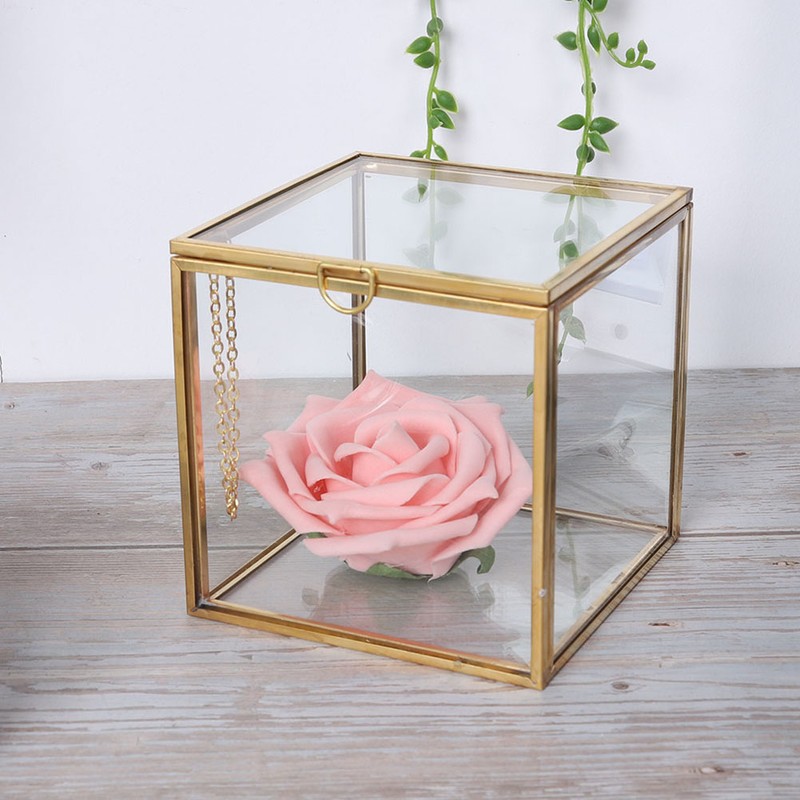 Gold Edge Geometric Glass Plant Planter Succulent Plants Container Home