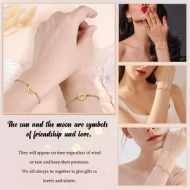 SUNSH Sun Moon Bracelet, Mother-Daughter/Sister/Friend/Bracelet, Couple Bracelet, Women's Bracelet, Gifts for Daughters, Sisters, Friends, Birthday/Christmas/Back to School, Gold/Silver Sun Moon,