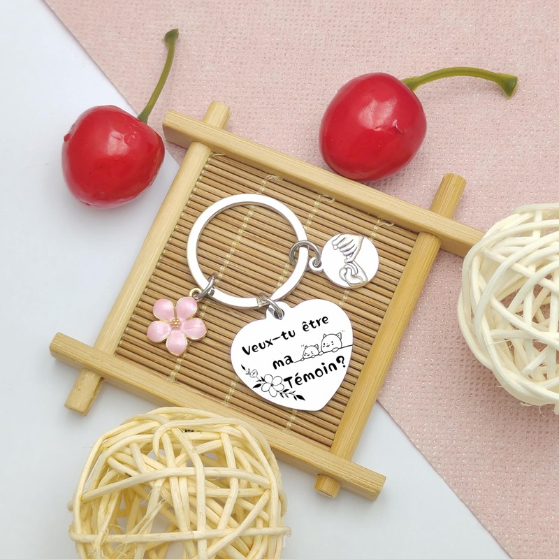 MNBVBV Geschenk Zeuge Schlüsselanhänger mit Aufschrift "Veux-tu be ma Zeuge