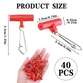 40pcs Sea Fishing Tackle, Red Fishing Line Sinker Slides Fishing Accessories, T-Shaped Fishing Line Fishing Swivels Fishing Swivels Fishing Detector Clips Fishing Clips Fishing Accessories