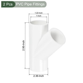 YOKIVE 2 Pcs PVC Pipe Fittings 3 Way Y-Shape Water Tube Elbow Pipe Connectors Adapters, Great for Home Drainage System, Garden Irrigation, Pool (White, 25mm)