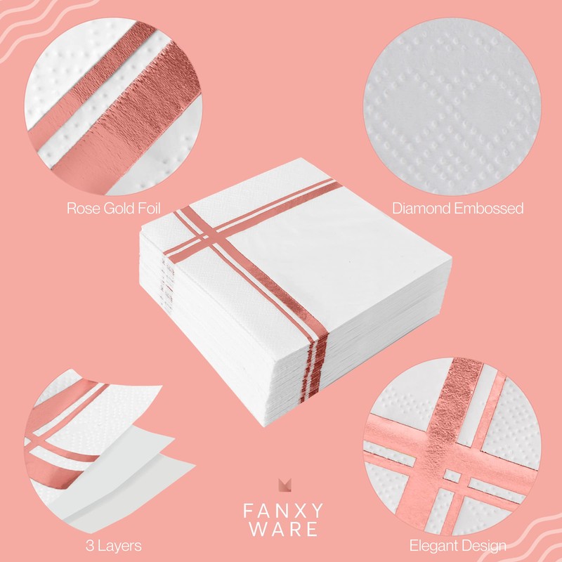 Fanxyware - Servilletas de cóctel (3 capas, 100 unidades, 12,7
