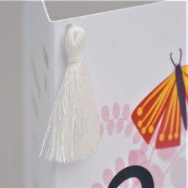 Tassel Embellished Welsh Language Birthday Greeting Card, Happy Birthday, Butterfly Wreath