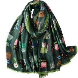 kinaviola Cat Stole Scarf, Shawl, Scarf, Overcoat, Large, All Seasons, Women's, Fashion Accessory, Natural, Stylish, Cat Goods, Cat Gift, Present, green