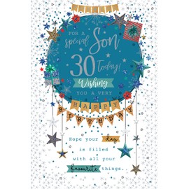For A Special Son 30 30th Today Bunting Happy Birthday Card Lovely Verse