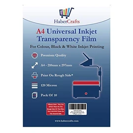 Universal Inkjet Transparency Film A4 Clear OHP Sheets Ink Jet Printer Acetate Film Overhead Projector Film Tracing Graphic Design Transparency Paper Printable Sheets Fast Dry 120 Micron (10 Sheets)