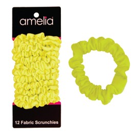 Amelia Beauty Small Neon Lime Jersey Mini Scrunchies for Fine Hair, 12-Pack – Soft & Stylish No-Damage Hair Ties for Everyday Fun!