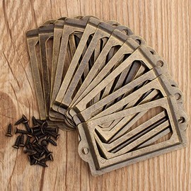 Antique Brass Label Holders with Screws Perfect for Cabinets, Apothecaries (20PCS) (Green Bronze)
