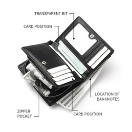 Men Wallet with Chain Vegan Faux Leather Bifold Wallet for Men Zipper Coin Pocket Purse Anti-Theft Chain Mens Gift