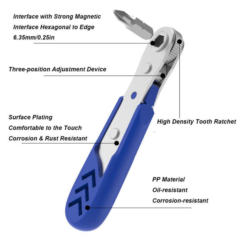 14 Piece Mini Ratchet Set, 1/4 Ratchet Wrench with Screwdriver