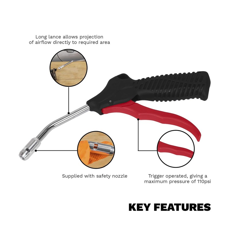 Sealey Sa9131 Air Blow Gun 100Mm with Safety Nozzle