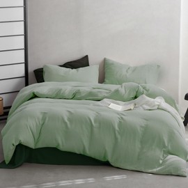 KEAYOO Muslin Bed Linen 135 x 200 cm Green with a Pillowcase 80 x 80 cm, 100% Cotton - Incredibly Soft (Green, 135 x 200 cm)