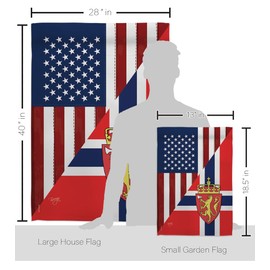 Breeze Decor US Norway Friendship Kit Regional American Alliance World Country Particular Area Decoration Banner Small Yard Gift Double-Sided, House & Garden Flags Set w/Flagpole, Made in USA