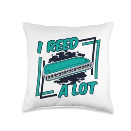 Chromatic Harmonica Accessories Set Beginner Gifts I Reed A Lot Harmonist Harmonicist Mouth Harp Harmonica Throw Pillow, 16x16, Multicolor