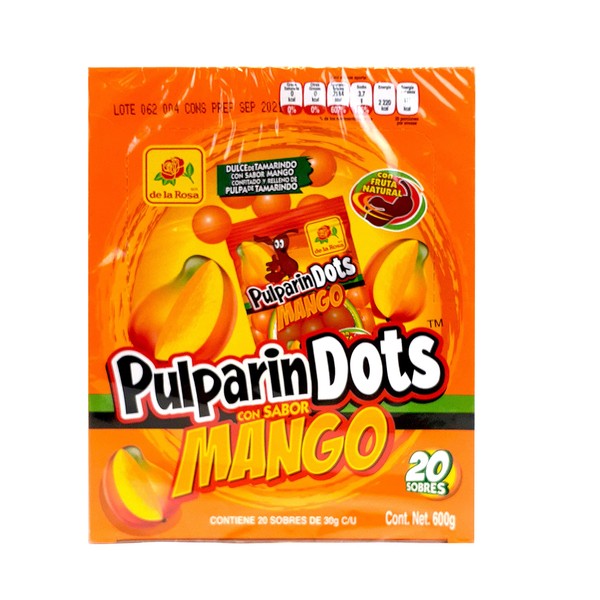 Mango Pulparindots. 21 paquetes de 30 gramos xcada uno.600 grams en total