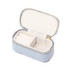 Francfranc French Embroidered Flower Mini Travel Jewelry Box Blue, blue