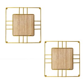 Hosoncovy Round Hot Pot Holder Pad Set of 2,Heat Resistant Pot Mat Hot Pot Trivet Mat Table Place Mat Kitchen Worktop Protector Dish Mat (Gold, Square)