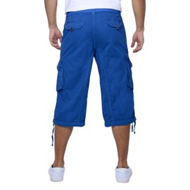 X RAY Men's Belted Long Cargo Shorts for Men, Below Knee Length Mens Cargo Shorts, 3/4 Pants (Big and Tall Shorts for Men) Royal Blue 52