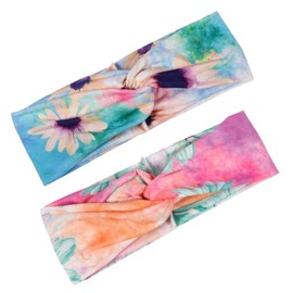 Baluue 4pcs Elastic Bohemian Printing Headbands for Women Knot Hairbands for Yoga Running Sports Comfortable Sweat Absorbing Wraps Random Styles