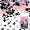 500Pcs 3D Mixed Pink Pearls Nail Charms Acrylic Multi Shapes