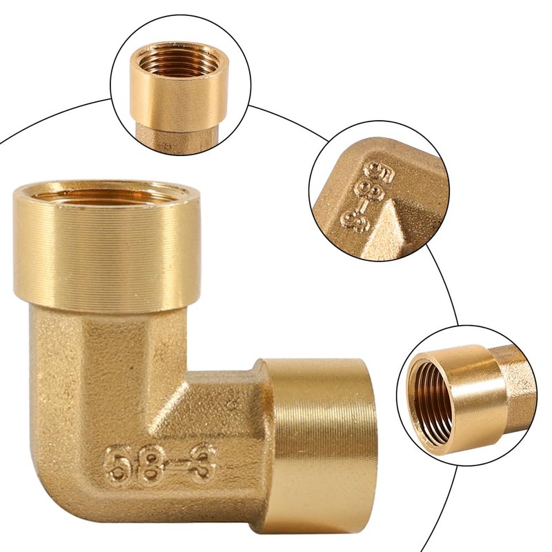 Pack of 2 Brass Angle 90°, 1/4 Inch Female Thread/IG,