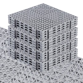 WENQUIT 12PCS Interlocking Drainage Mat, 12" x 12" Non-Slip Splicing Rubber Drainage Floor Mats with Holes, Cushioning Floor Tiles Mats for Deck, Pool, Indoor Bathroom & Outdoor Balcony-Gray