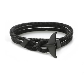 Yocoyee Shark Whale Orca Tail Anchor Turtle Hook Bracelet Nylon Polyester Rope Adjustable Bracelet for Men-Black Tail