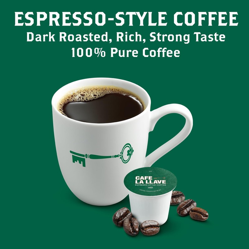 Cafe La Llave 24 Count Dark Roast Coffee Pods, Espresso