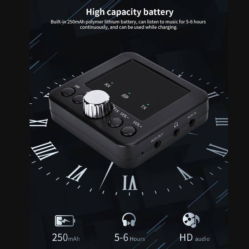 RT05 BT5.2 Audio Receiver Transmitter 2-in-1 Wireless 3.5mm Audio Adapter