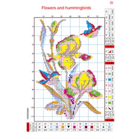 Cross Stitch Kits Stamped DIY 11CT Embroidery Patterns Needlepoint Kits for Adults, Cross-Stitch Kits for Home Decor-Flowers and Hummingbirds 9.5x14 inch