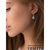 Vesitim Round Opal Earrings Created Opal Jewelry for Women Leverback