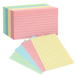 Colored Index Cards 4x6, Goefun Ruled Flashcards 100Pcs, 4 Color Notecards for Studying, Recipes, Memo Cards, Office Supply, DIY, Presentation