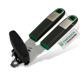 CHEFKOCH Premium Can Opener - Hardened Cutting Wheel for Easy Opening of Cans & Preserves - Comfort Rotary Knob, Ergonomic Handle, Perfect for Cans