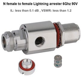 N Lightning Arrestor N Type Female to Female 6 GHz 50 ohm, 90V Gas Discharge Tube,Lightning Protection Arrestor