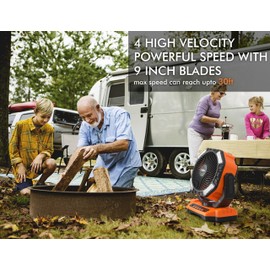 40000mAh Battery Operated Camping Fan, Rechargeable High Velocity Floor Fan, Auto Oscillation Remote Control Timer - Cordless Outdoor Fan for Car Travel RV Camp Garage Patio Hurricane Emergency