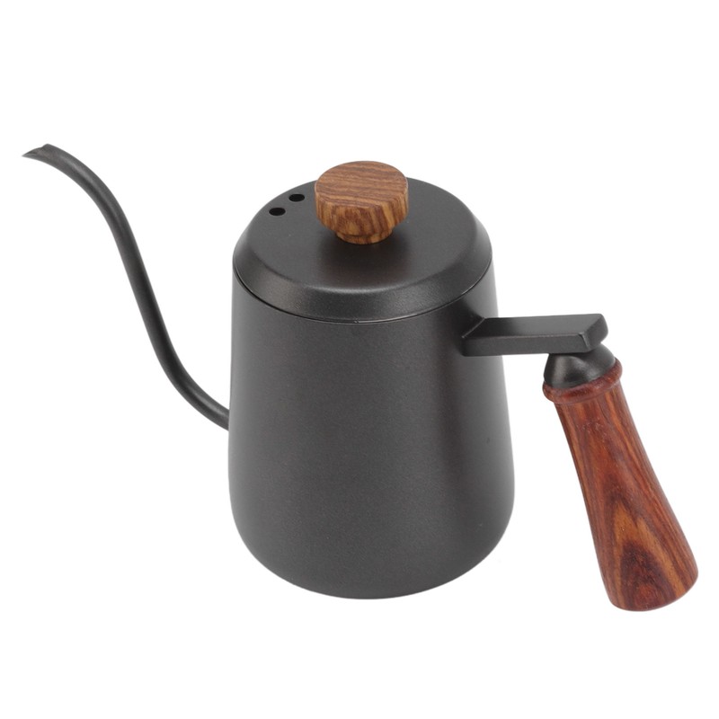 Stainless Steel Coffee Hand Pot with Wooden Handle Long Mouth