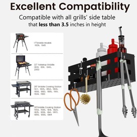 MeWeBlue Griddle Caddy for Blackstone Griddles/Prep Cart, Space Saving Grill Accessories Storage Caddy, BBQ Accessories Holder for Blackstone 28”-36” Griddle with a Magnetic Tool Holder and 6 J-Hooks