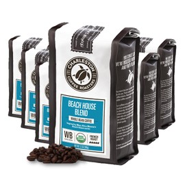 Charleston Coffee Roasters | Specialty Organic Whole Bean Coffee | Hand Picked, Premium Slow Roast (Beach House Blend, Dark Roast) 12 Oz, Pack of 6