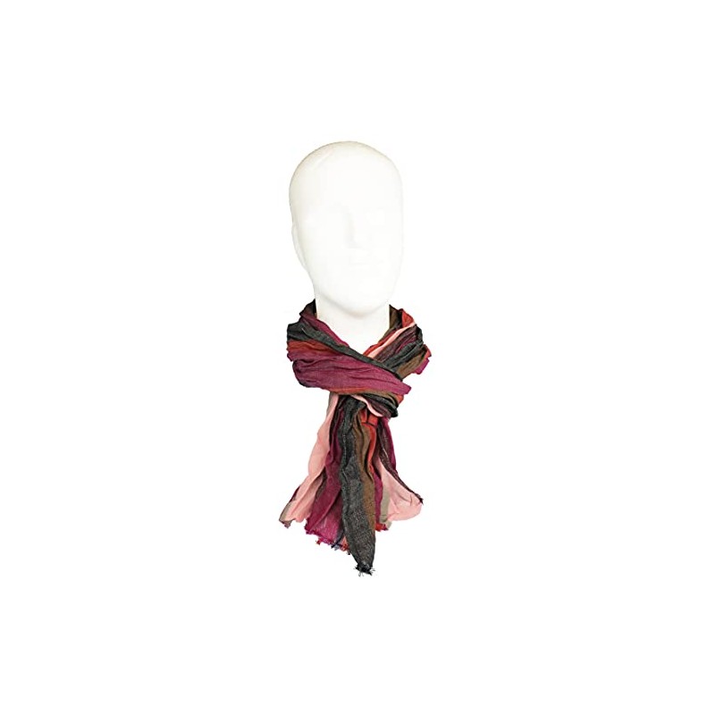 Wool Scarf Unisex Elegant Elegant Light Crinkle Look with Striped