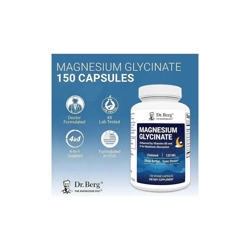 Berg Glicinato Magnesio 120mg Relajación Sueño 150cáps