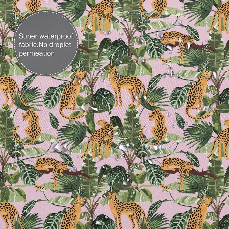 INSFBRB Leopard Palm Leaves Waterproof Fabric Shower Curtain,Abstract Boho Wildlife