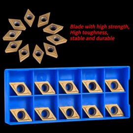 10PCS CNC Carbide Inserts, CNC Carbide Tips for Lathe Turning Tool DCMT11T304-HM YBC251 with Plastic Box